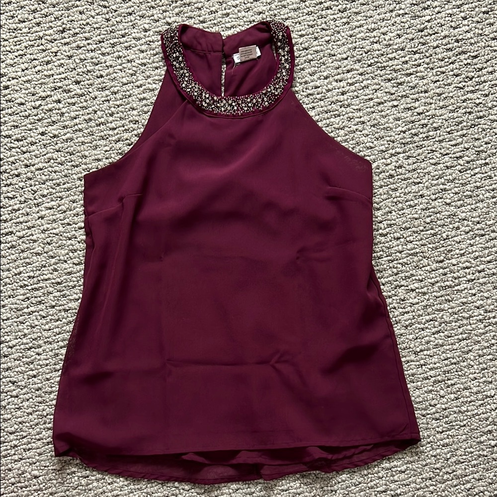 Sleeveless Halter Style Top with Rhinestones